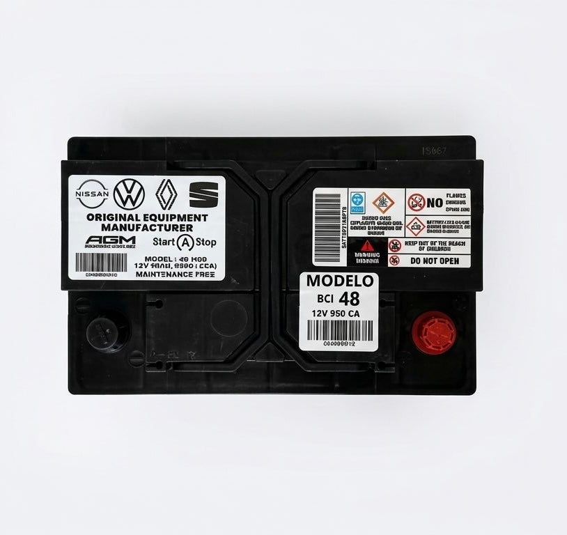 BATERÍA AGM MODELO 48/91 950 CCA START-STOP COMPATIBLE VOLKSWAGEN NISSAN RENAULT Y SEAT