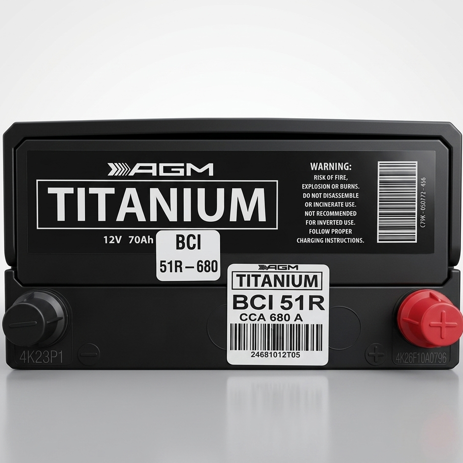 BATERÍA DE GEL AGM TITANIUM 12V 680 AMPERES MODELO 51R-680CCA