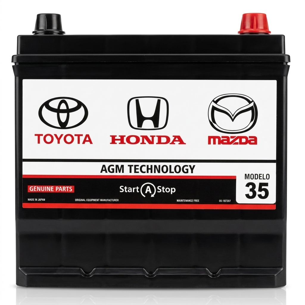 BATERÍA AGM MODELO 35-750 CCA START-STOP COMPATIBLE TOYOTA HONDA Y MAZDA