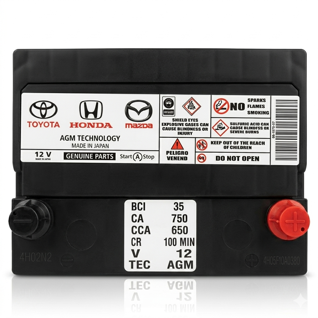 BATERÍA AGM MODELO 35-750 CCA START-STOP COMPATIBLE TOYOTA HONDA Y MAZDA