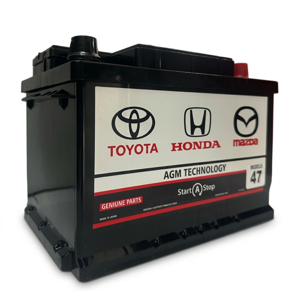BATERÍA AGM MODELO 47-650 CCA START-STOP COMPATIBLE CON TOYOTA HONDA Y MAZDA